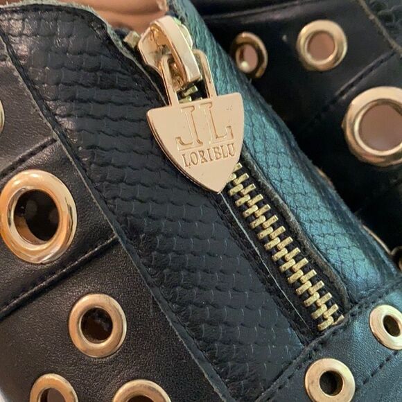 LORIBLU Platform Grommet And Zip Creeper Chunky Embellished Sneakers Black  7.5 - Picture 6 of 16